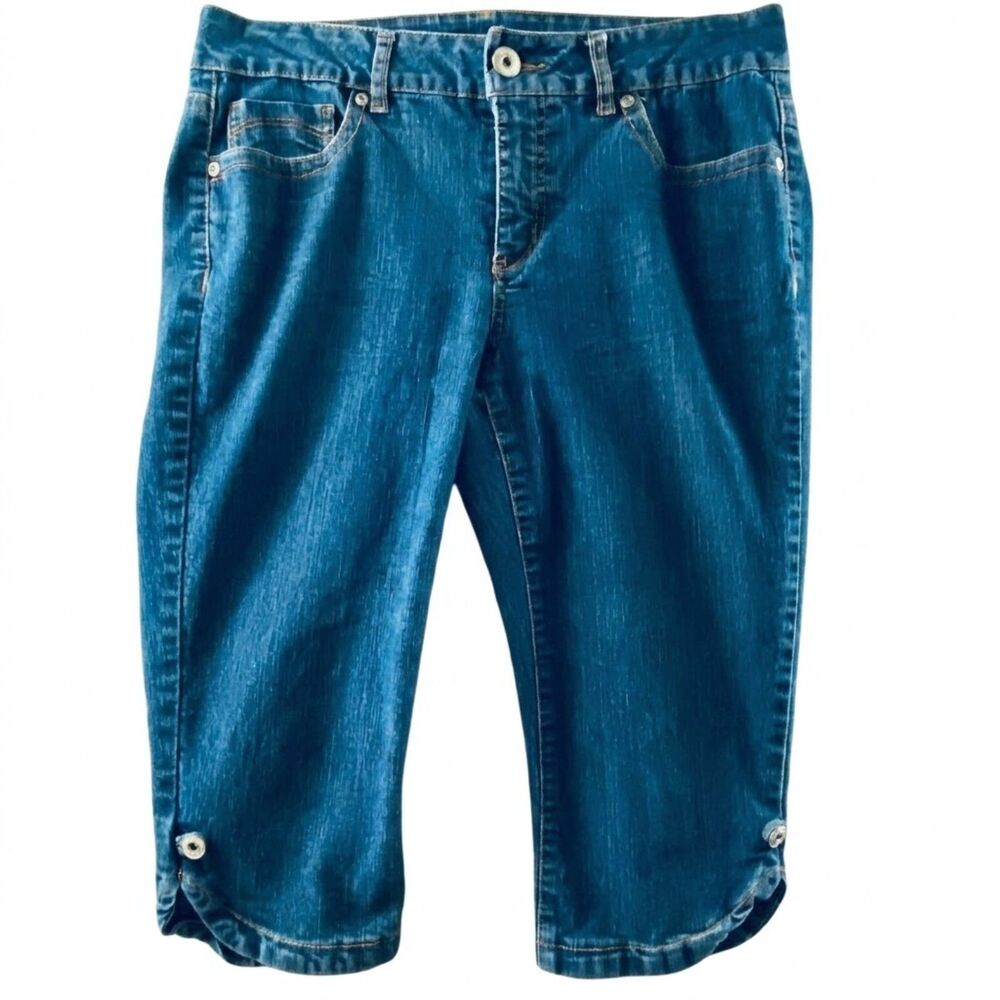 Beau Dawson Jeans Women's 30x16 Capri Crop Medium Wash Stretch Denim Tulip Hem